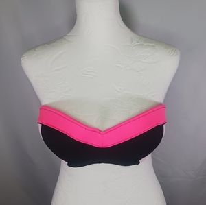 Victoria Secret Pink & Black Color Block Strapless Bikini Top 34D